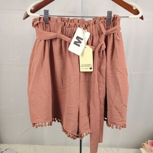 JODIFL Blush Pink Shorts with Pom Pom Detail